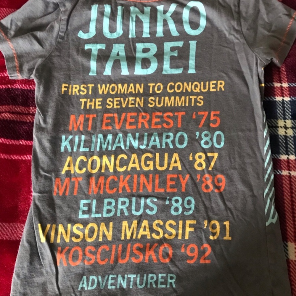 Peek Junko Tabei Kids Graphic Tee - Gray with Multicolor Lettering size 8